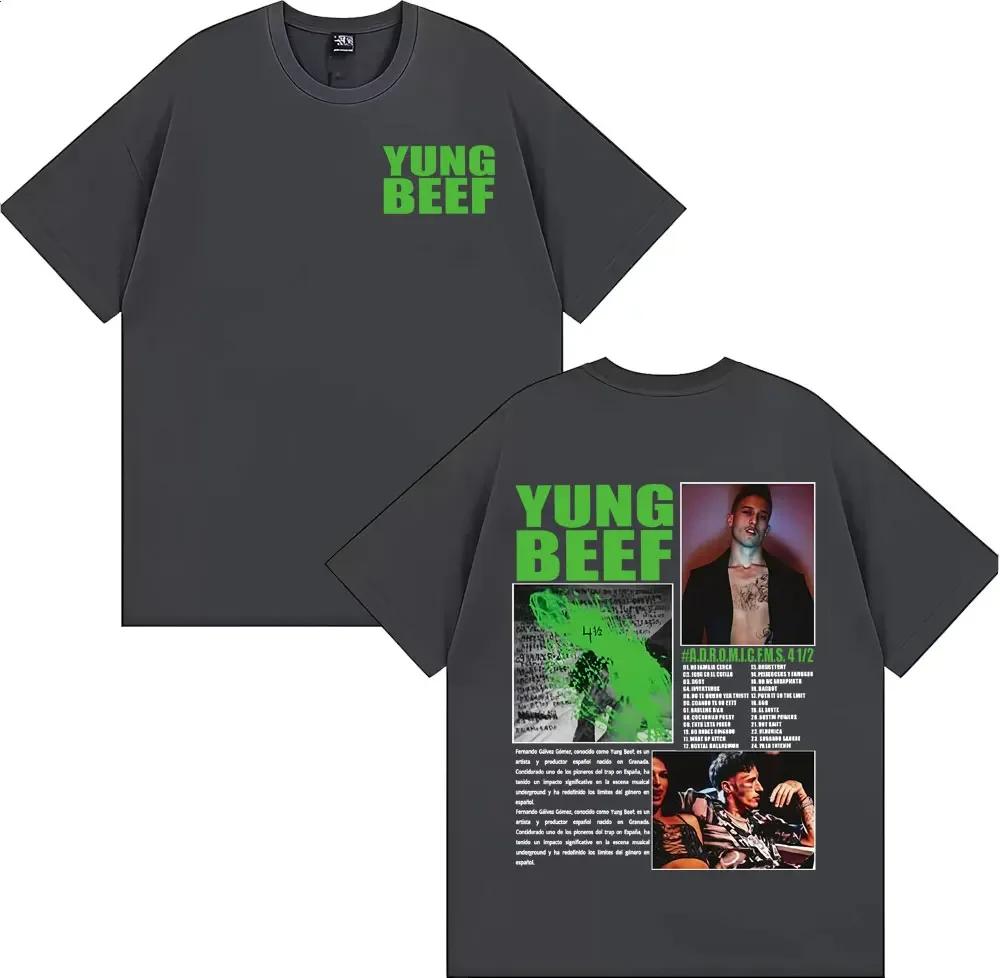 Rapper Yung Beef Album Tour Graphic T Shirt Unisexs Harajuku Vintage High Street Tshirts Cotton Casual Short Sleeve Tshirt Black