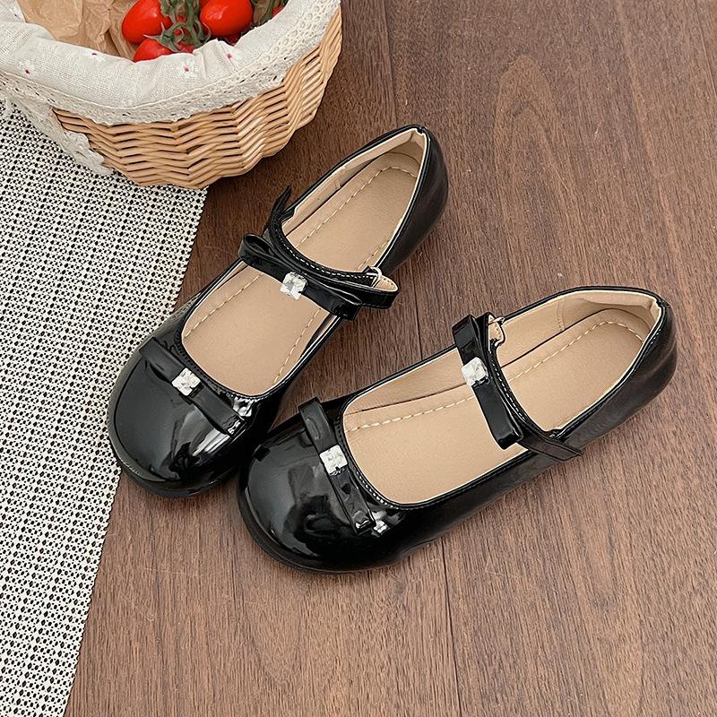 French Mary Jane Single Shoes Bow Women's Shoes Spring and Summer New Rhinestone Low Heel Flats Fashion Beanie Shoes