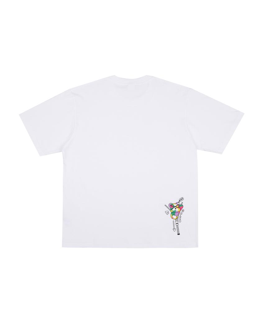 DOUBLE JD Zipper Bear Short Sleeve Tee (White)