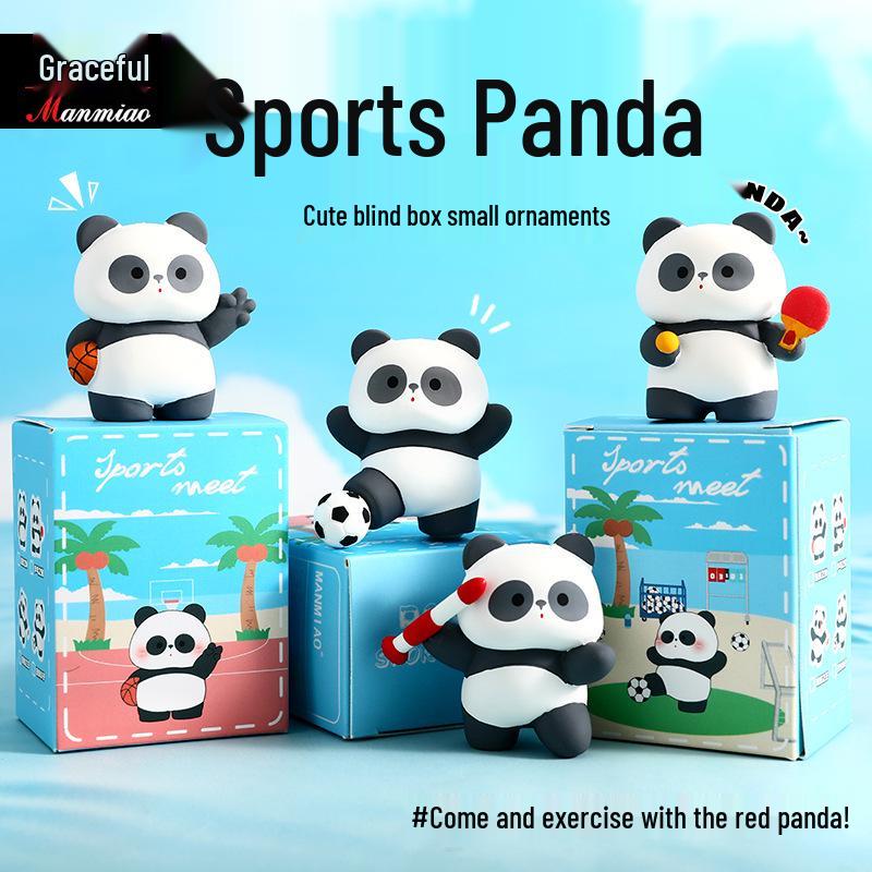 Graceful Sports Panda Blind Box Figurine - Office Desk Ornament & Gift