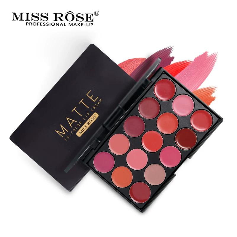 Miss Rose Lipstick Plate Red Cream 15 Colors Matte Lipstick Palette Lips