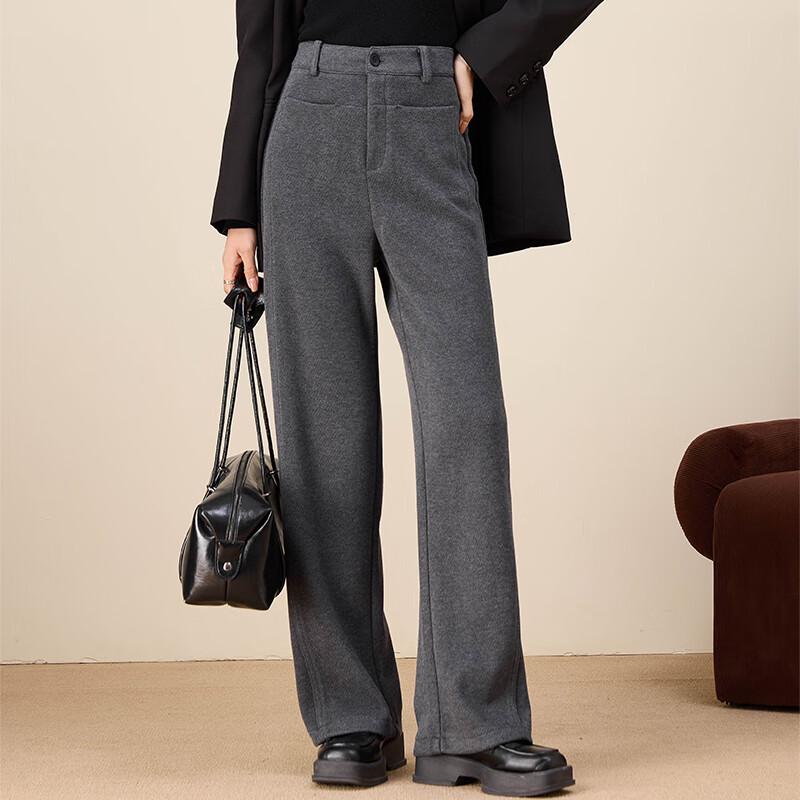 Fanzhen Women's High-Waist Wide-Leg Wool Blend Pants