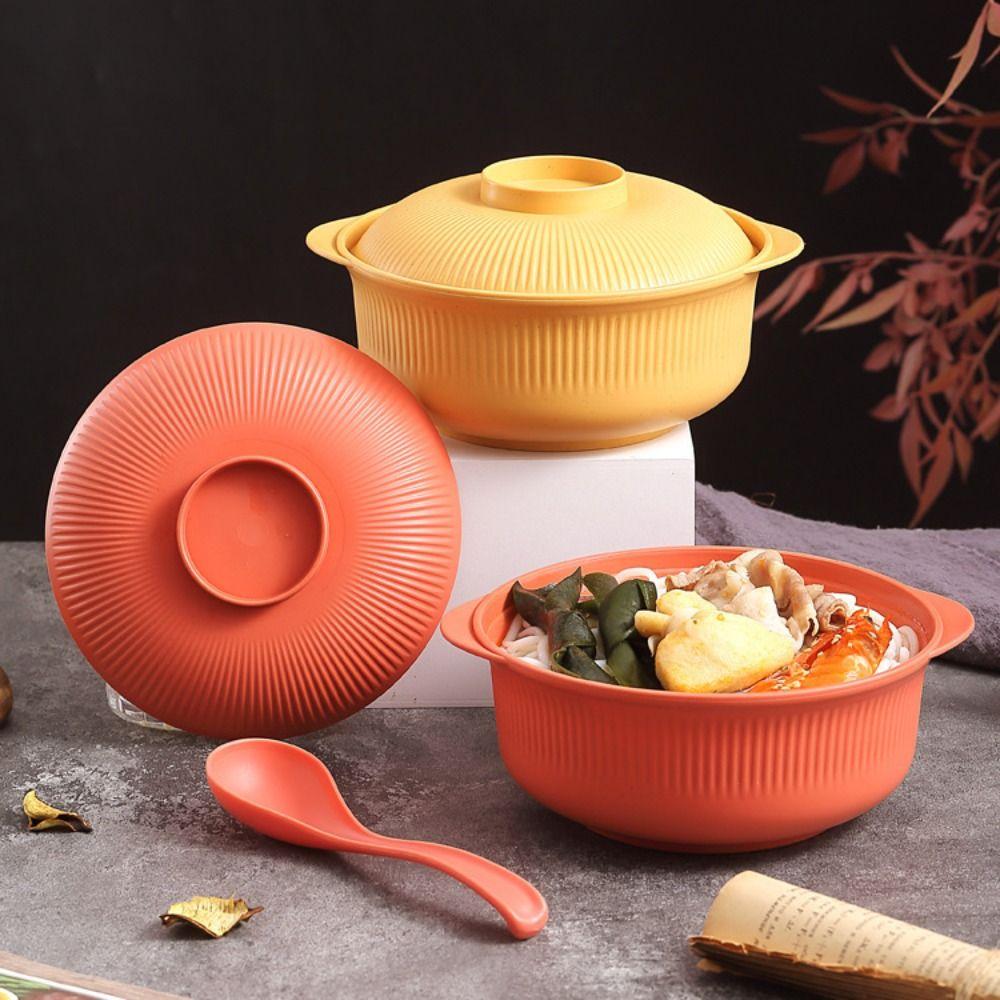 4 Set Large Capacity Salad Bowl Plastic Soup Bowl Kitchen Utensils Ramen Noodles Bowl Picnic