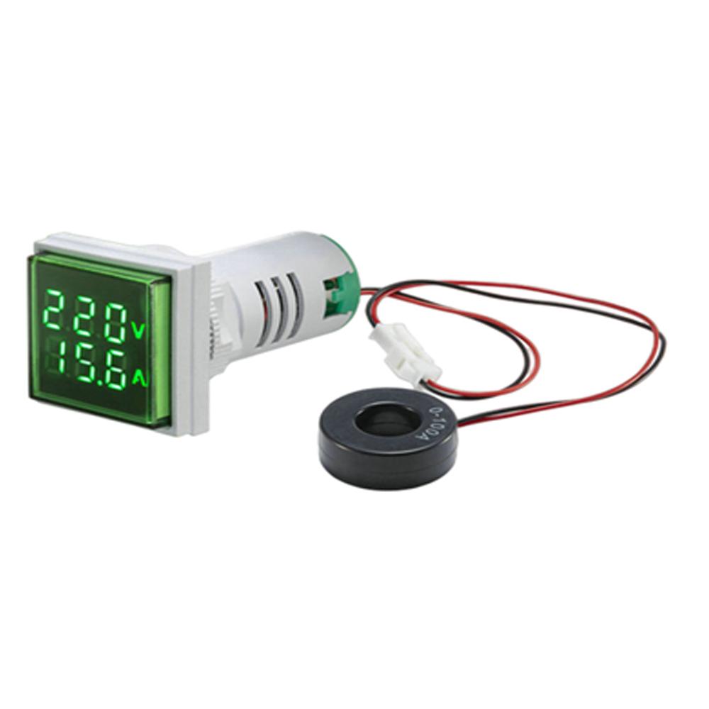 AC 50-500V 0-100A Square LED Digital Voltmeter Ammeter 110V 220V Voltage Current Meter Voltammeter Car Volt Amp Tester Detector