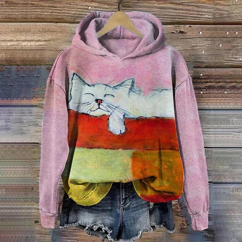 Dámske mikiny Funny Kawaii Cat Animals Mikina s potlačou Pre mužov Mikiny Dámske Oblečenie Neformálne Unisex pulóvre s dlhým rukávom