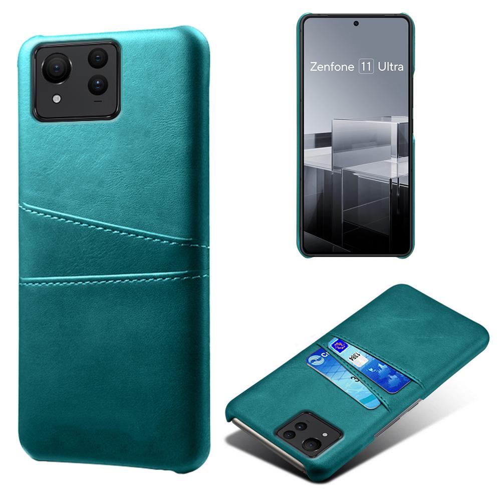 For Asus Zenfone 11 Ultra 5G Case Leather Coated PC Phone Cover with 2 Card Slots