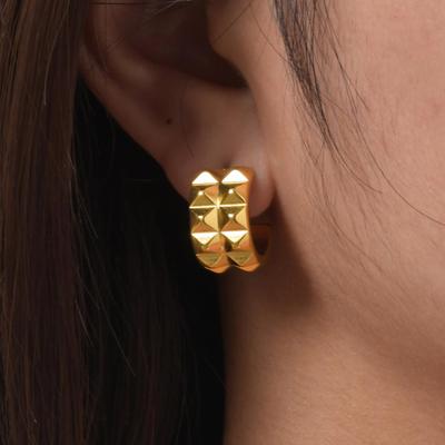 Unique C-Shaped Hook Earrings For Women, Gold Plated Stainless Steel Stud Earrings, Elegant Exquisite Jewelry Party Premium Gift