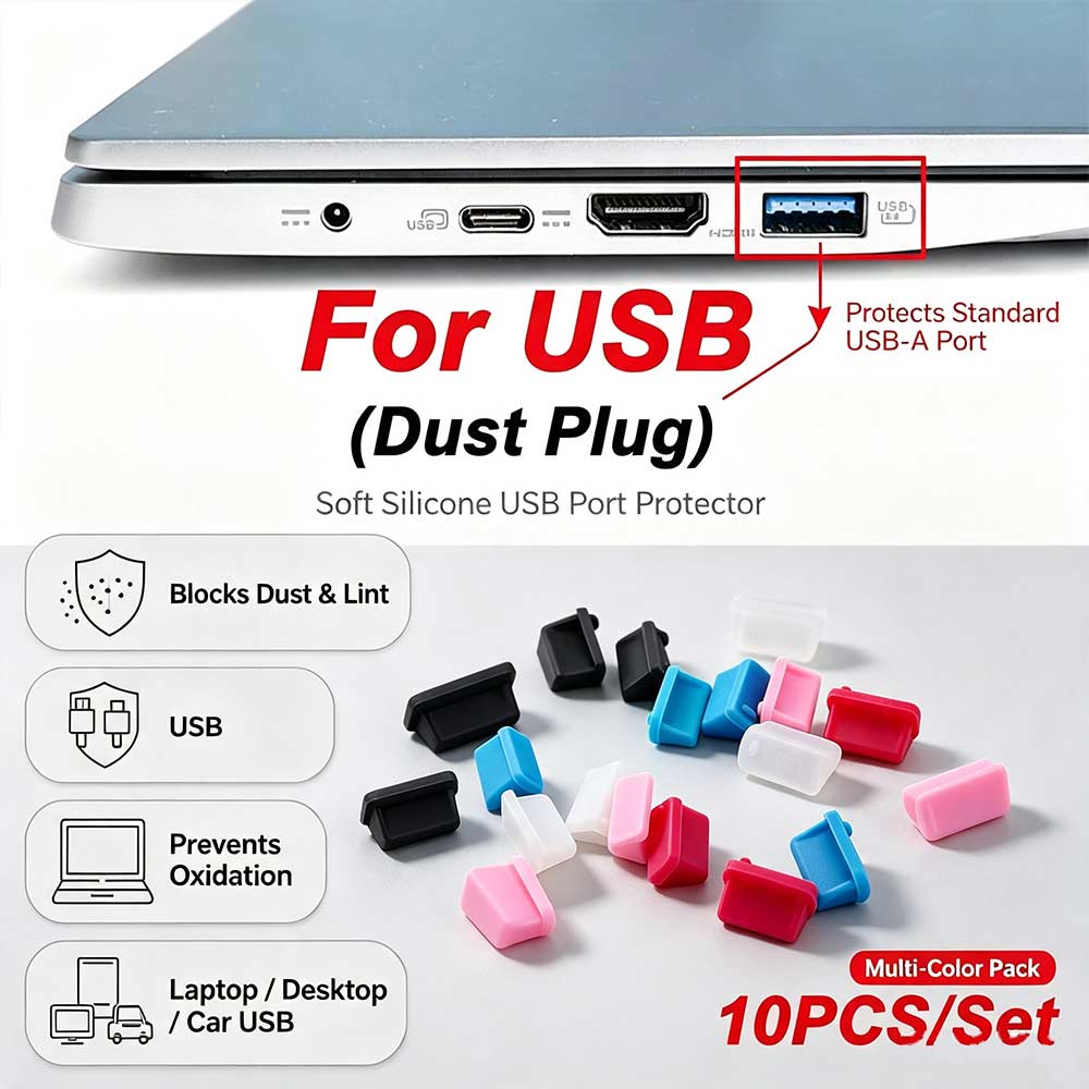 10 Stück Universeller USB-Anschluss Staubschutzstecker Silikon USB-Schnittstellen-Schutz USB Staubdichter Stecker Tablet