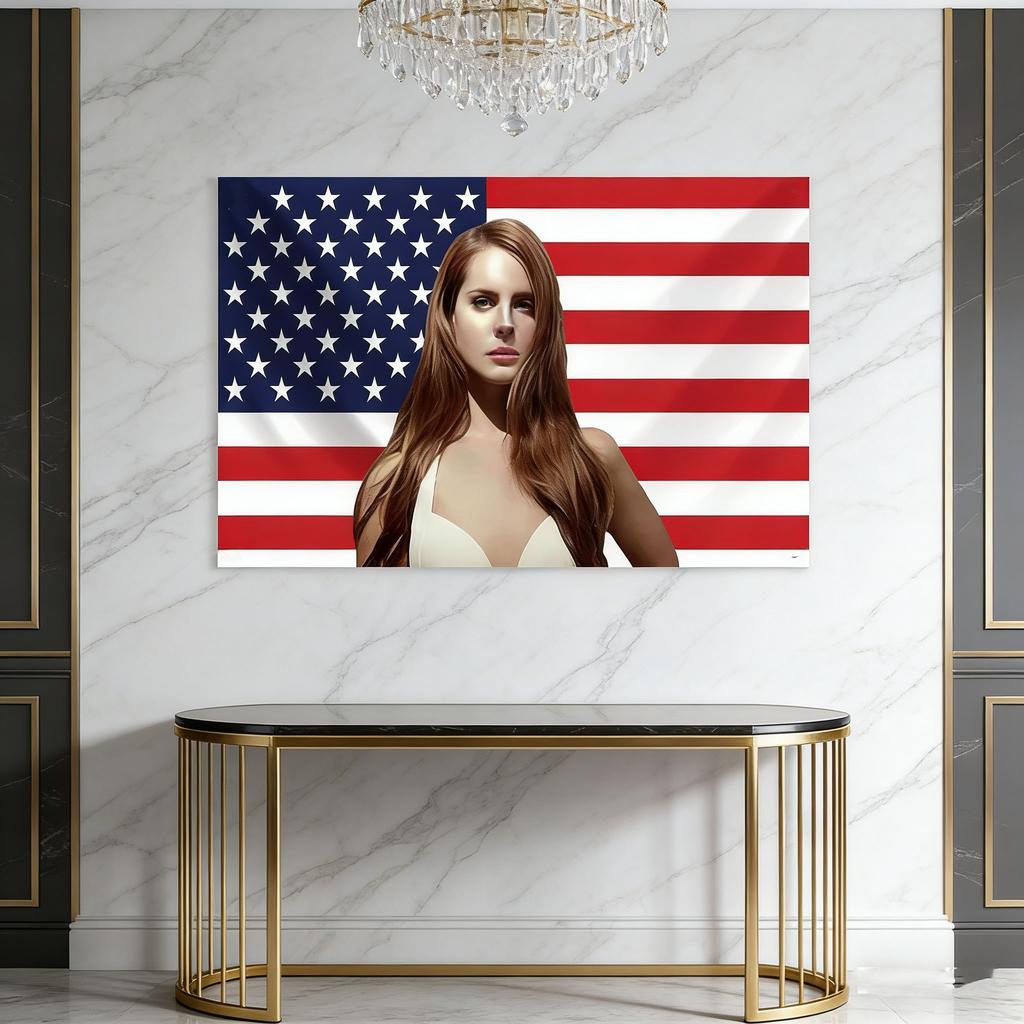 American Flag Patriotic Tapestry, Funny Novelty Wall Decor With Female Face Design, Trendy Room Accent For College Dorm