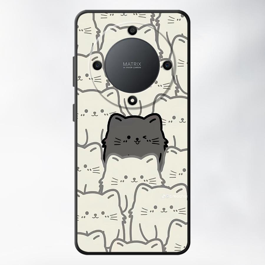

Cute Cat Case for Honor X5b X8 X9a 8X X6 Magic5Lite 90 200 400 Lite X7 70 Black Soft Phone Cover Honor 8X