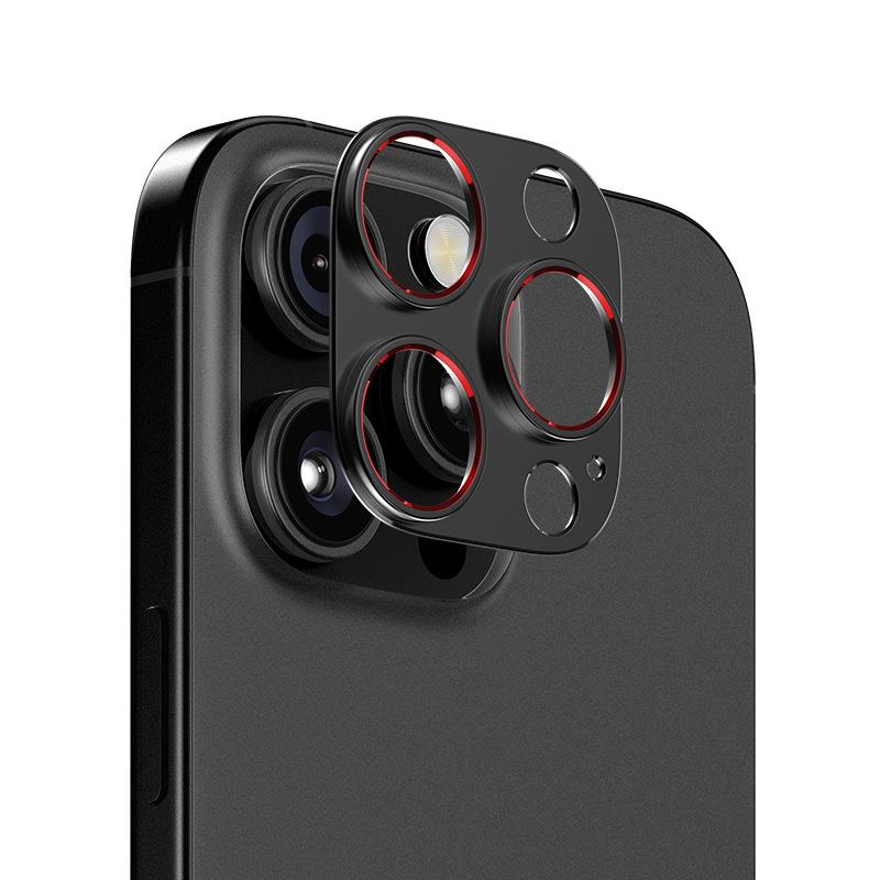 Compatible Apple iPhone 16 Pro Max Frosted Aluminum Lens Film Armor with Hollowed-Out Metal Sticker