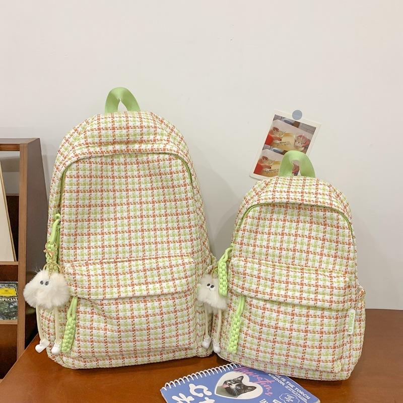 Schoolbag, College Student Backpack, High School Girl High School Girl, Stylish Korean Style Plaid Travel Backpack, Middle School Student Large 