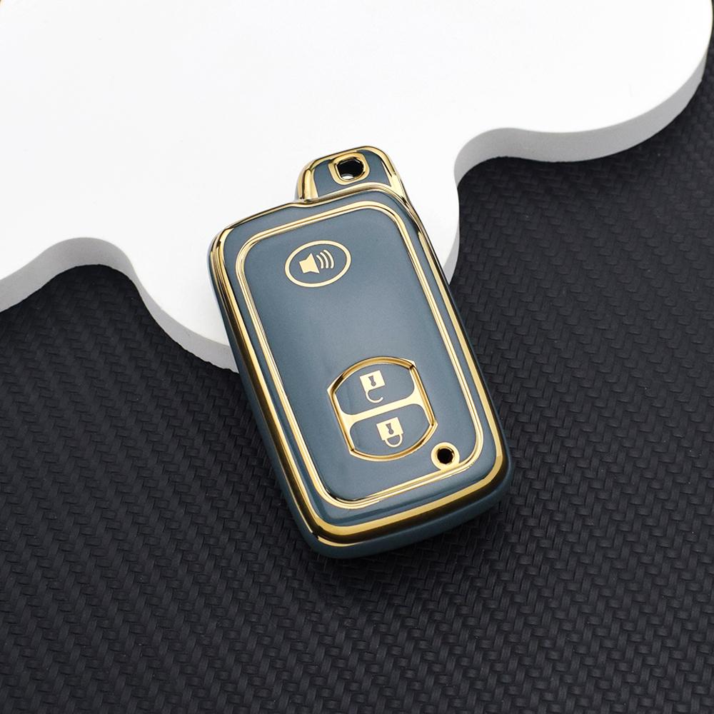 

Car Key Case with Key Chain 3 Buttons Remote Cover Holder for Toyota Prius 30 Alpha Aqua Land Cruiser Auris Lexus LC 200