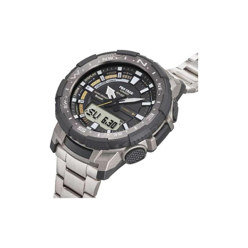 Casio PRO TREK Series-PRT Fashionable Outdoor Mountaineering Solar Powered Heat-Resistant Bluetooth Connected Dual Display Waterproof and PRT-B70T-7JF