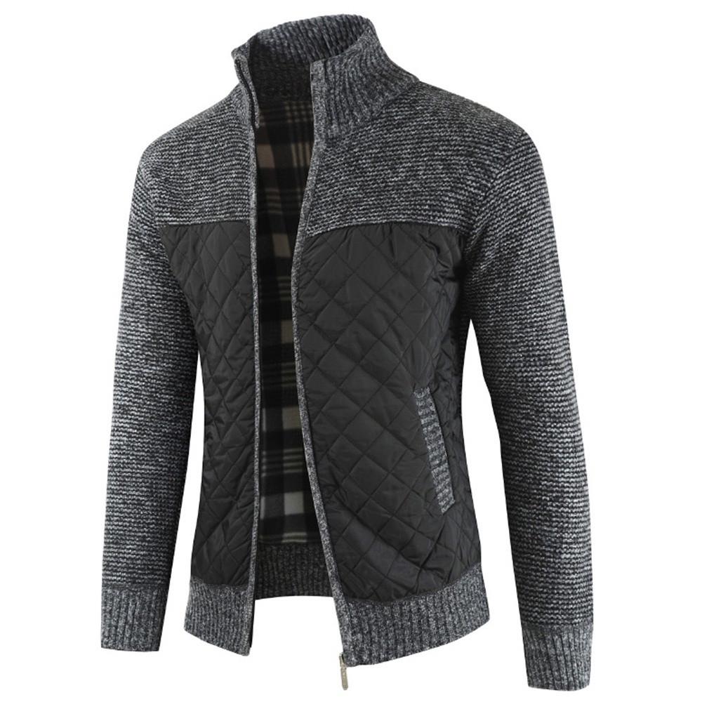 Men's  Winter Packwork Warm Zipper Jacket Knit Cardigan Long Sleeve Coat