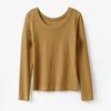 Cotton U-neck T-shirt Women's Long Sleeve Autumn New Loose Slim Senior Sense T-shirt Top Base