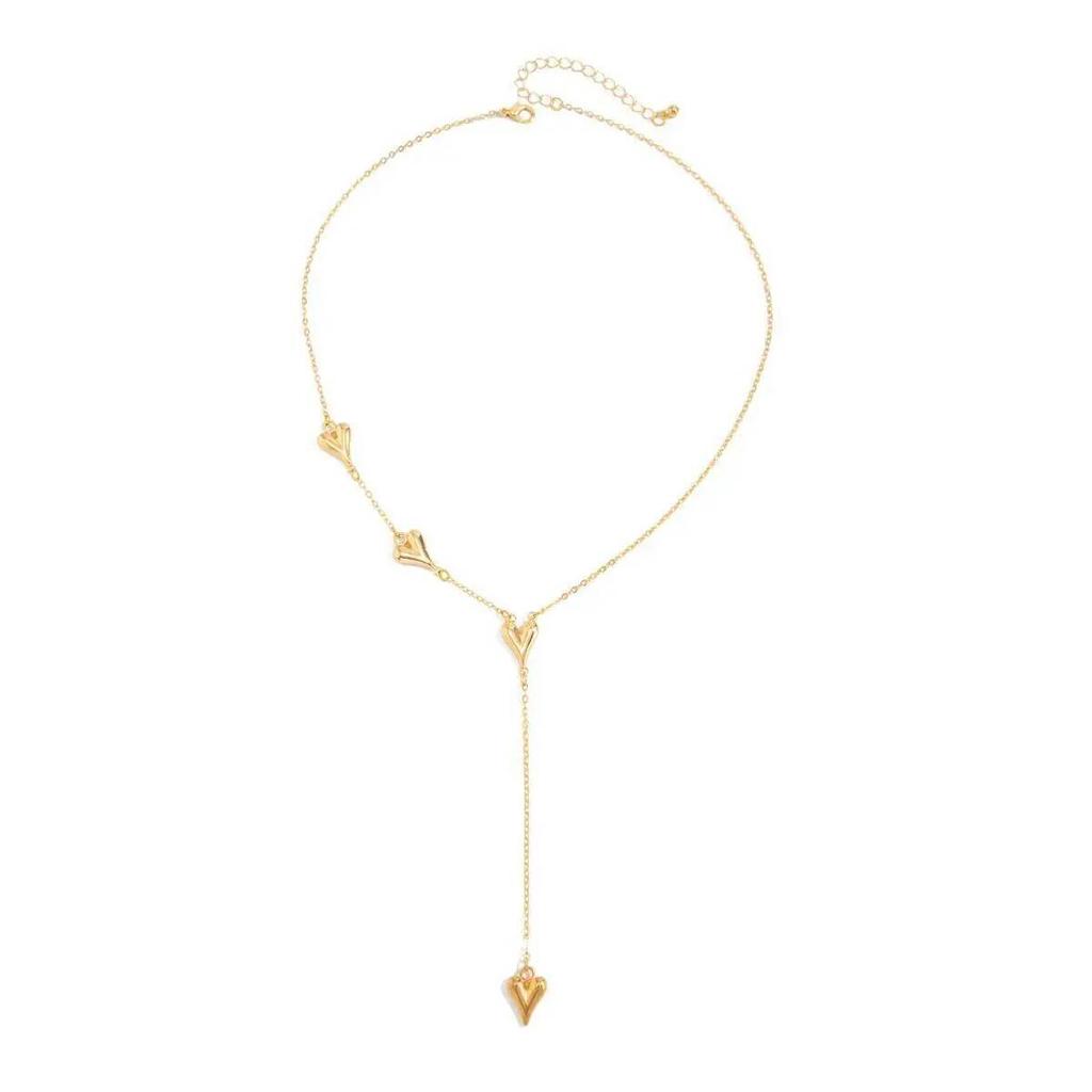 SHIXIN Minimalistisch Trendig Metall Pfirsichherz Anhänger Halskette Damen 2026 Neu Sexy Y-förmige Quaste Schlüsselbein Kette Schmuck Party Geschenk