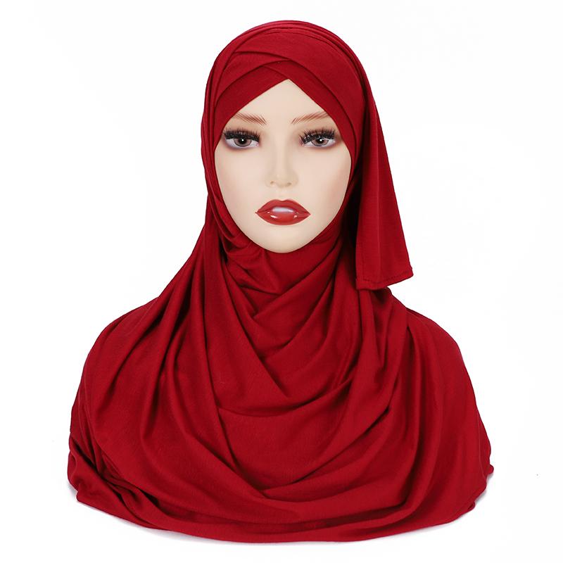 Müslüman Çapraz İç Bone Jarse Anında Tesettür Yumuşak Türban Düz Şal İyi Dikiş Esnek Eşarp Saç Bandı Sarıklar Tesettür Kadınlar
