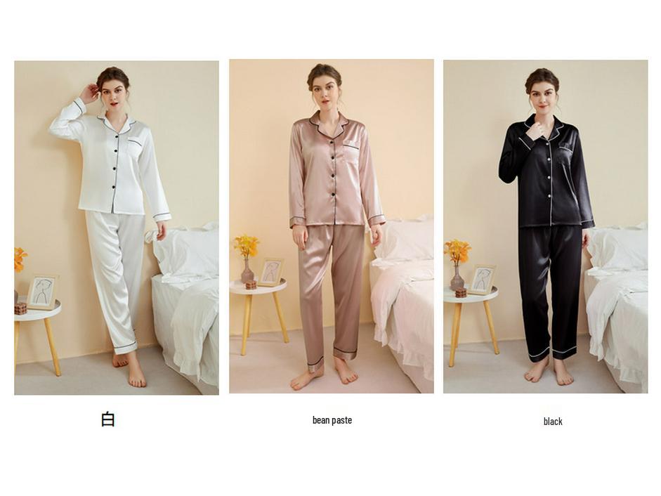 Plus Size Women's Silk Pajama Set - Long Sleeve & Pants for Spring/Summer