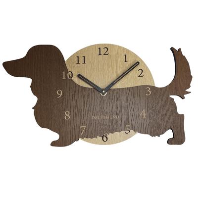 Misfit Hund Wanduhr Dackel Brauner Hund Stilvolle Analoge Holzwanduhr Leise Uhr Wandbehang Innenwanduhr Schlafzimmer Heimzimmer Dekoration