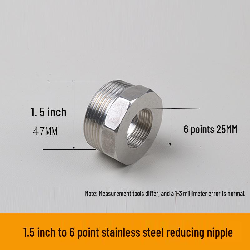 304 Stainless Steel Reducing Nipple, Male/Female, Thickened, 6-Point to 4-Point, 4-Point to M14 Pressure Gauge Adapter