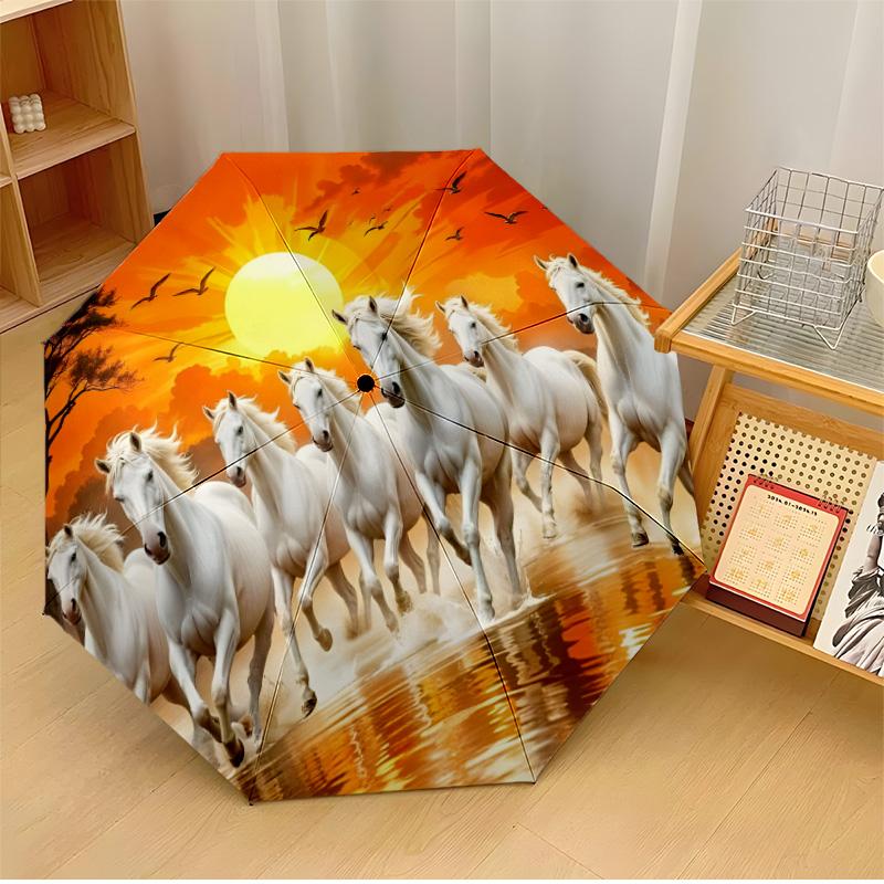 

Horse Animal Printed umbrella windproof folding umbrella portable sun and rain umbrella suitable for gifting
