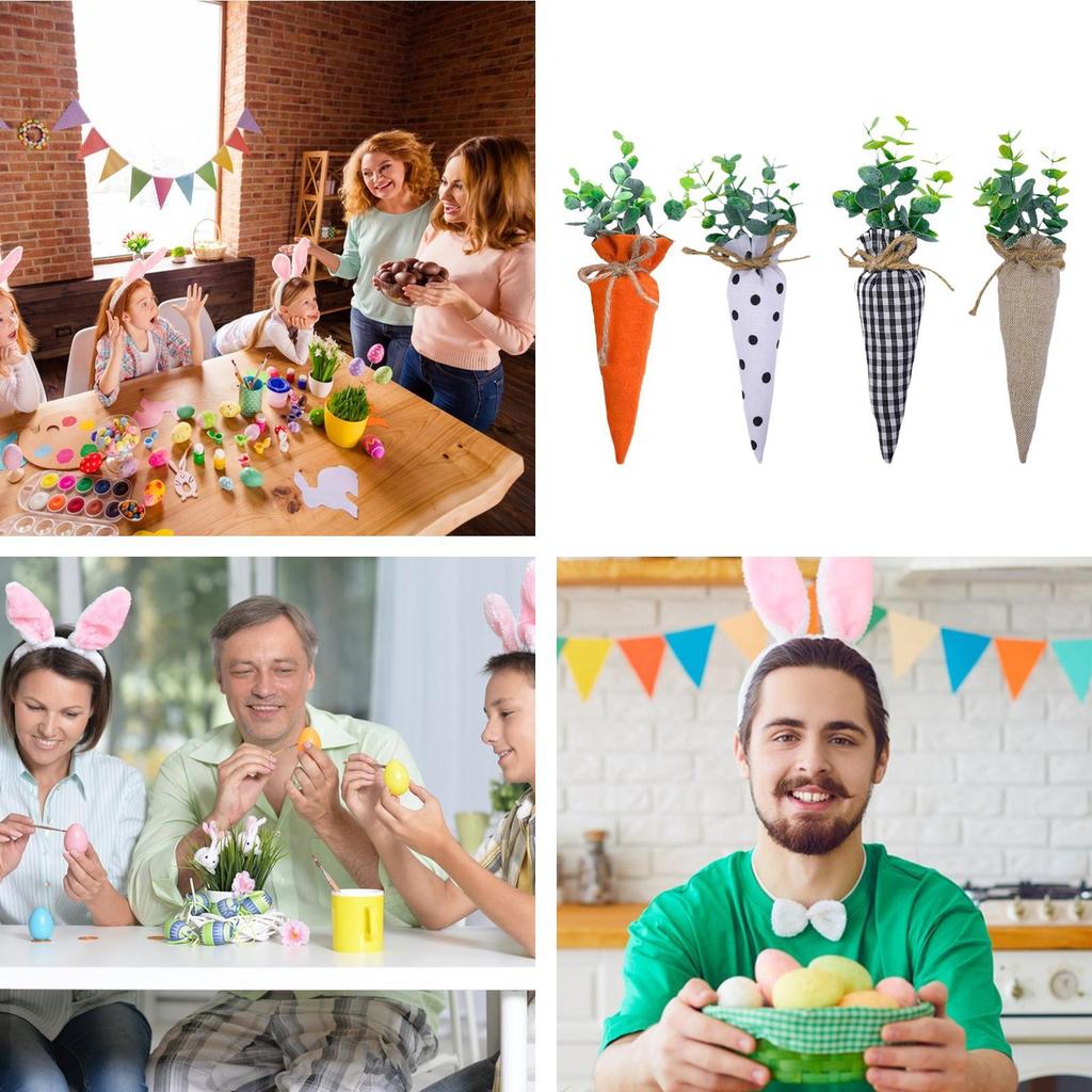 Easter Decor Carrots 4 Pieces Seasonal Desk Decoration Holiday Table Centerpieces For Bookcase Bookshelf Display Cabinet