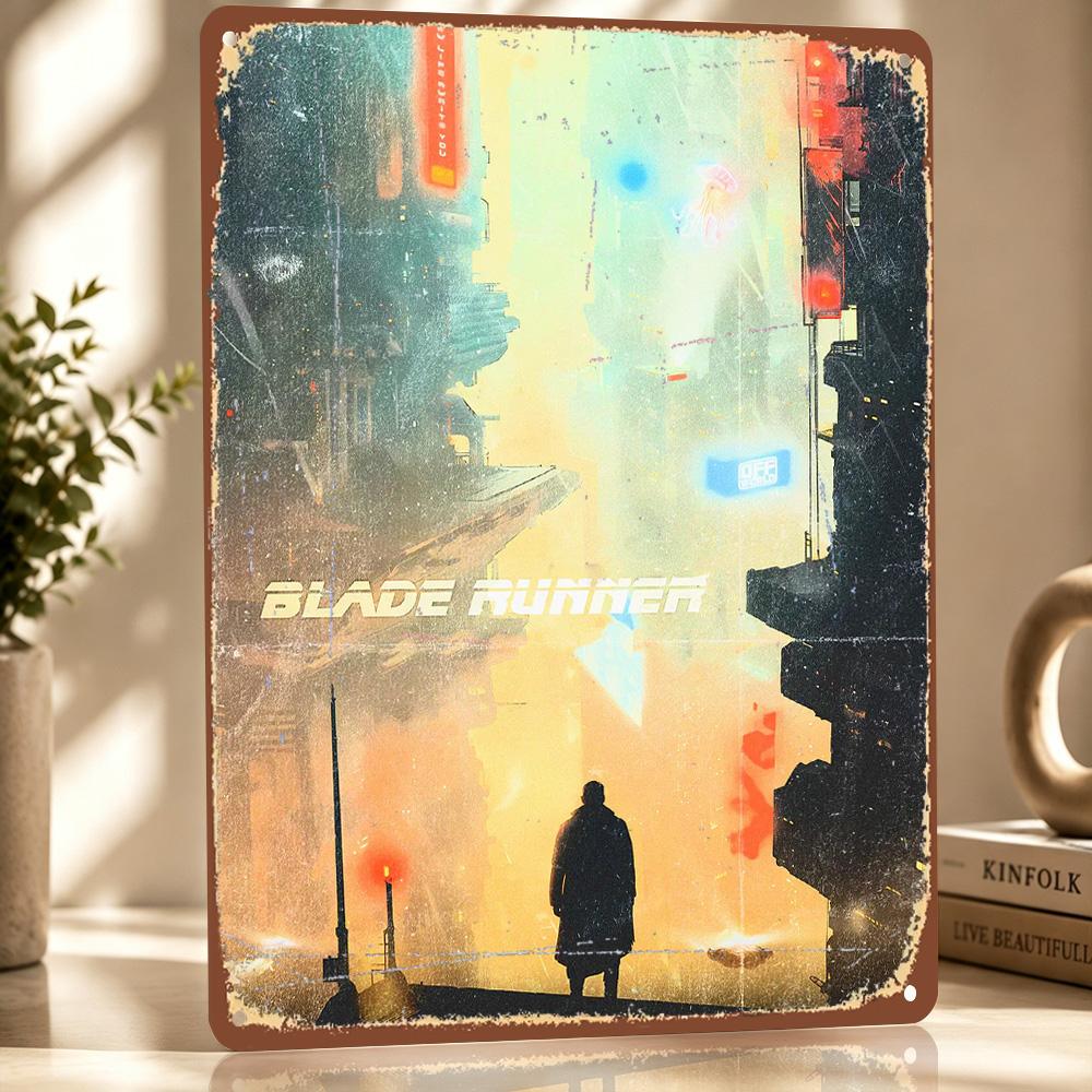 Blade Runner Metallposter Perfektes Geschenk für Fans Liebhaber Personalisierte Wandkunst Metallschild für Schlafzimmerdekoration Raum Wand Deko 20x30cm（7.8x11.8inch）