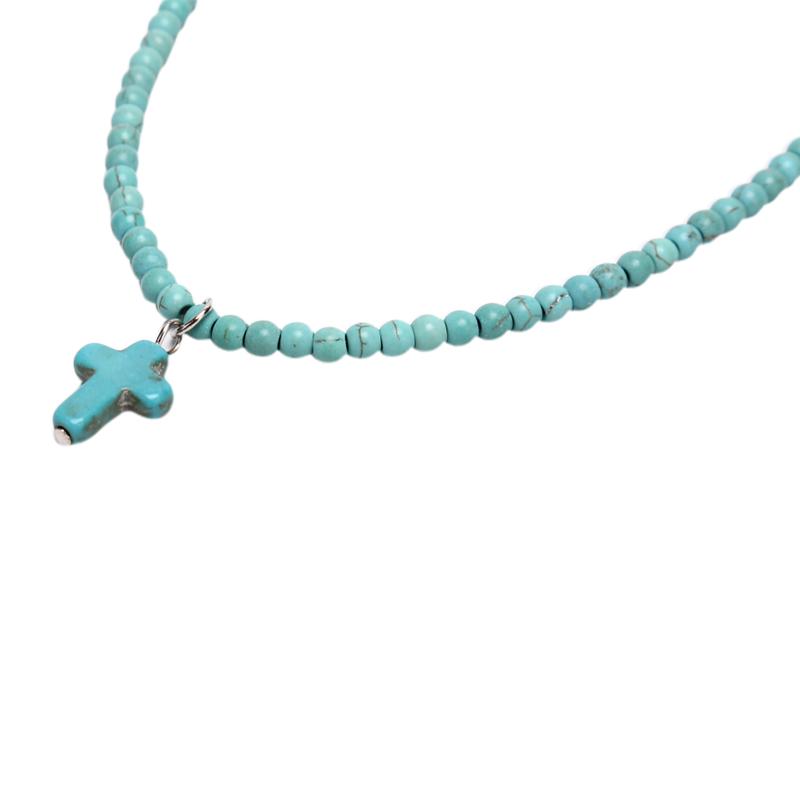 Women Bohemia Turquoise Cross Summer Beach Choker Necklace Jewelry Gift