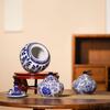 Blue and White Porcelain Flower Vase - Ceramic Tea Can Storage Jar for Home Decor