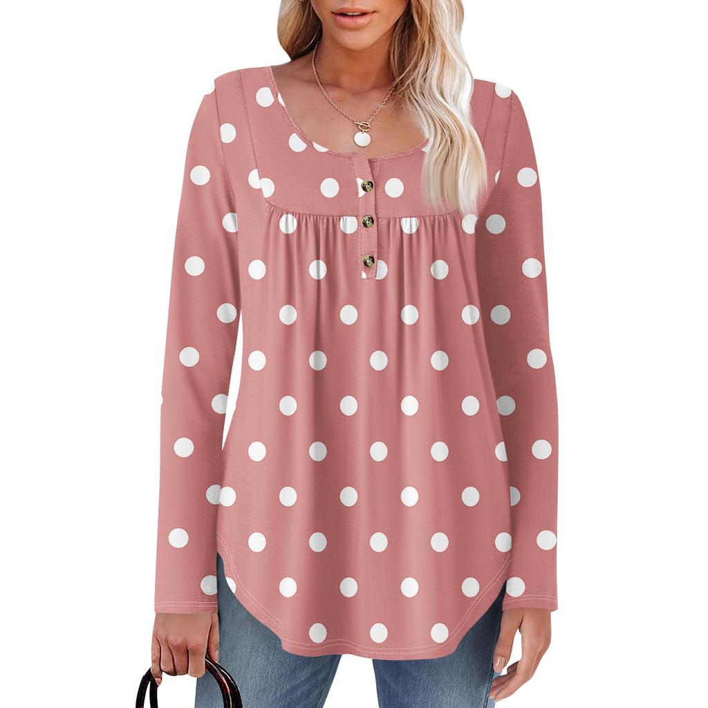 Γυναικεία Μπλούζα Τούνικ Μακρυμάνικη Φαρδιά Μπλούζα Καθημερινή Oversized Μπλούζα Πλισέ Τούνικ Κουμπωτή Καθημερινή Γυναικεία Μπλούζα με Μοτίβο