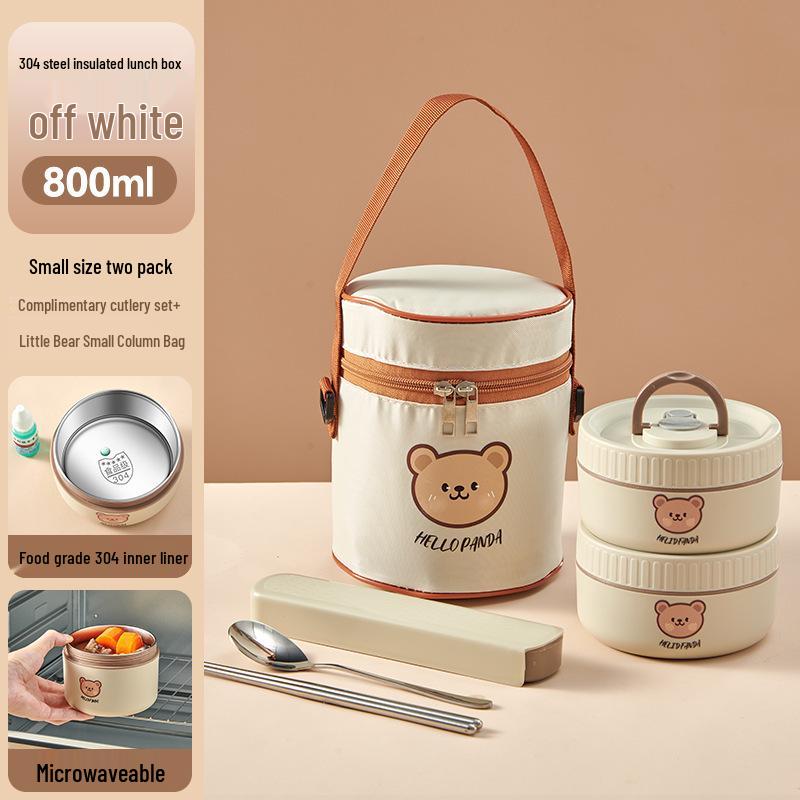 Stainless Steel Insulated Lunch Box & Soup Bowl - Microwave Safe Cartoon Bento for Office Workers
