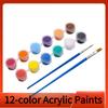 1SET 3ml Children's Acrylic Paint 12-Color Siamese Student Art Painting Gypsum Doll Paint