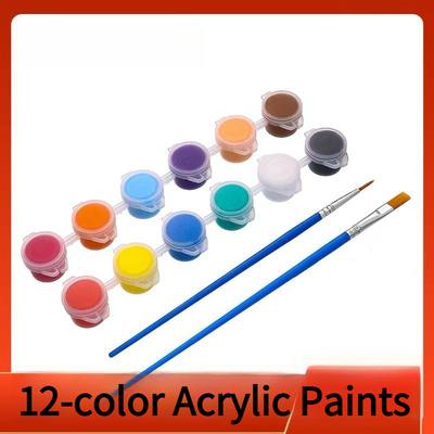 1SET 3ml Children's Acrylic Paint 12-Color Siamese Student Art Painting Gypsum Doll Paint