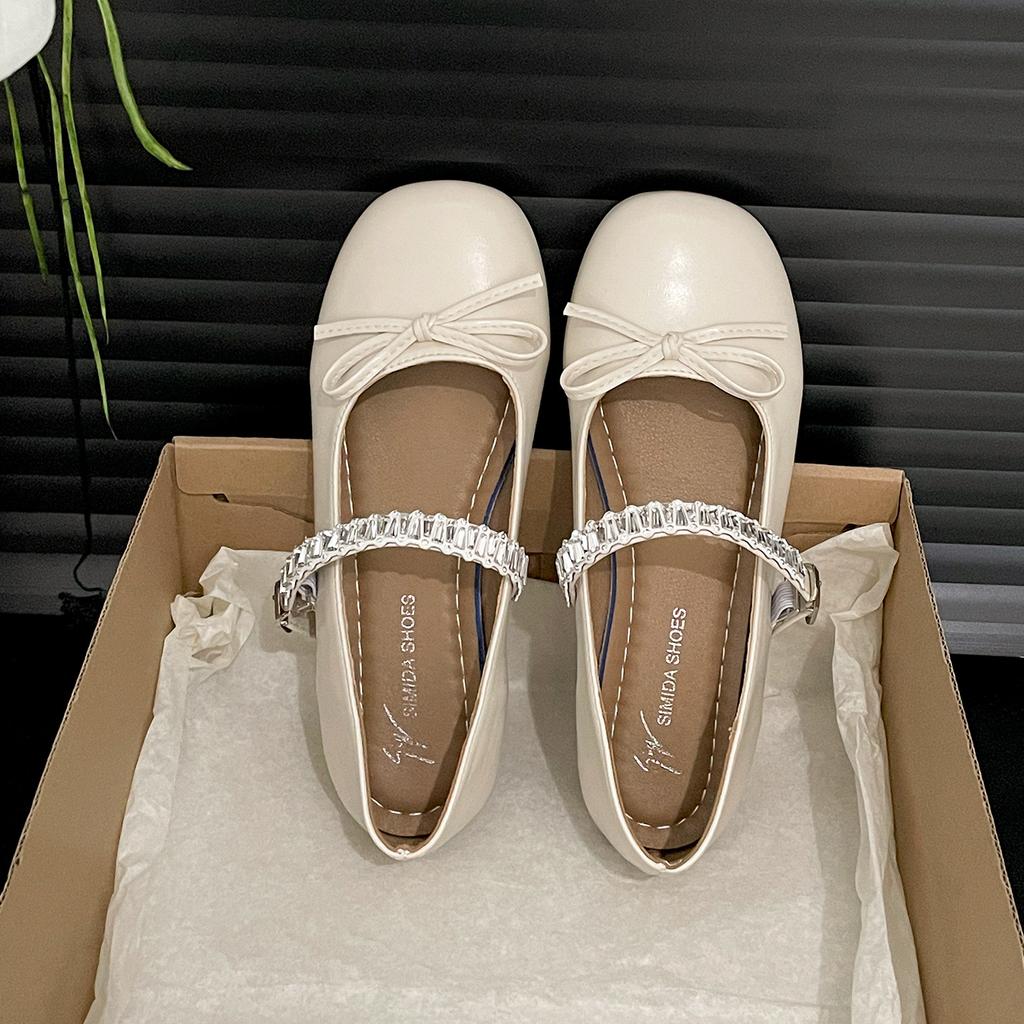 Queen Fan Silver French Light Mouth Flat-soled Single Shoes Women's Summer 2025 New with Skirts Versatile Mary Jane Women's Shoes
