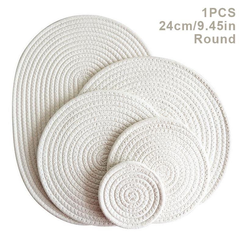 Natural Table Mat Insulation Pad Soft Heat Insulation Japanese Style Non-Slip Cotton Simple Oval Woven Mat Kitchen Supplies