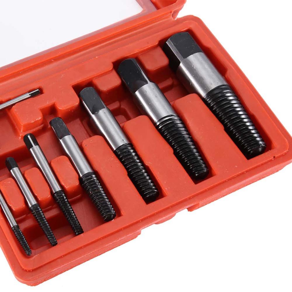 8pcs Easy Out Design Bolt Extractor Set Carbon Steel Broken Bolt Remover Plumbing Maintenance