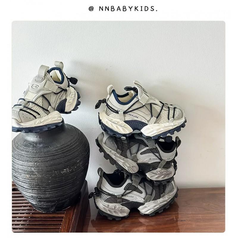 Youth Style Shoes Kids Chunky Sneakers Boys Girls Outdoor Walking Shoes Rubber Sole PU Mesh Upper