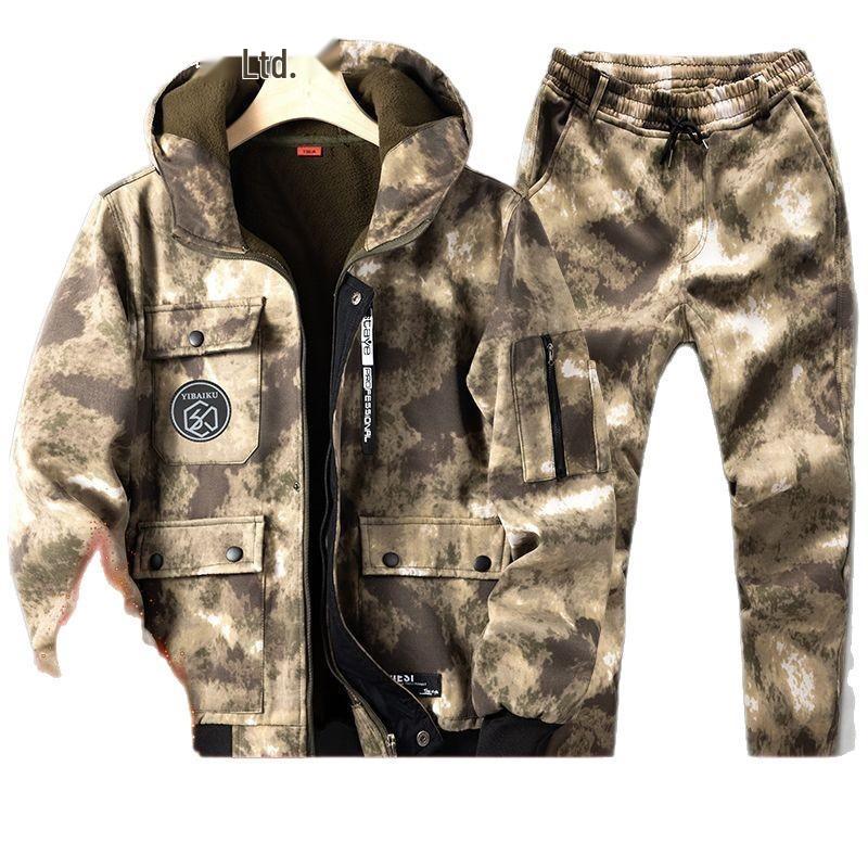 Men's Extra Thick Waterproof Fleece-Lined Workwear Set - Scratch-Resistant for Autumn/Winter Construction Sites