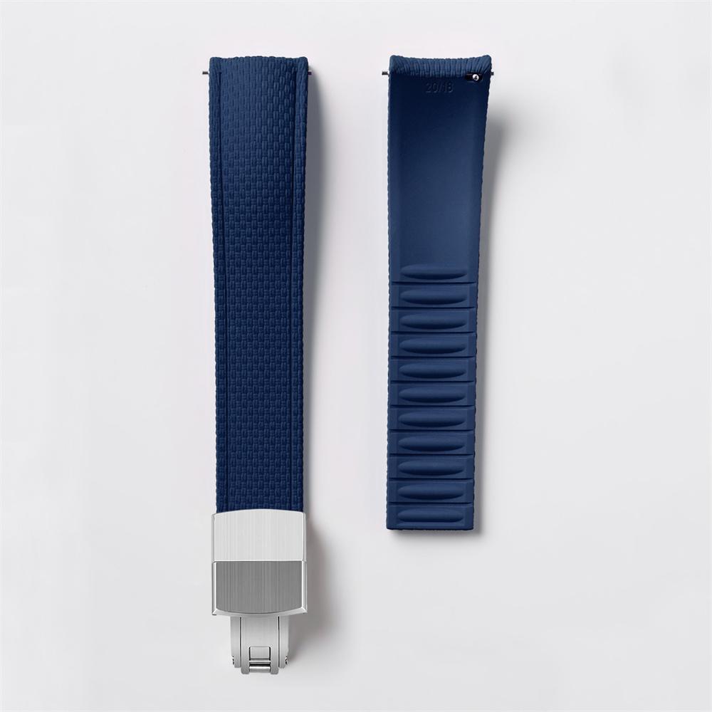 FKM Watch Band Fluoro Rubber Strap 18/19/20/21/22/24mm Quick Release Folding Clasp Cut To Size Replace Watch Bracelet for Men Women