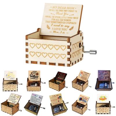 Music Box Color Crisp Singing Painting Vintage Mechanical Movement Decorative Hand-cranked Wood Music Box Home Decoration