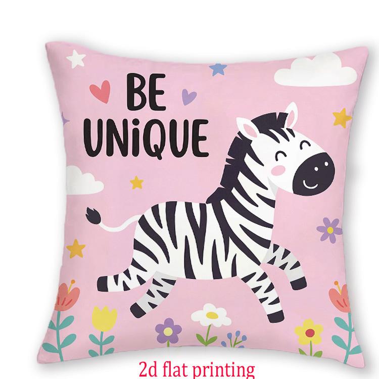 1/4pcs Cute Cartoon Animal Throw Pillow Covers Kids Room Decorative Cushion Cases with Inspirational Slogans Cushion cover