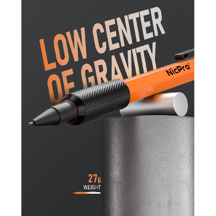 Nicpro 3 PCS 1.3 mm Orange Mechanical Pencils Set with 66 Lead Refill, 3 Eraser - Weatherproof Metal Barrel, Heavy Duty Carpenter Pencil MP2000 for