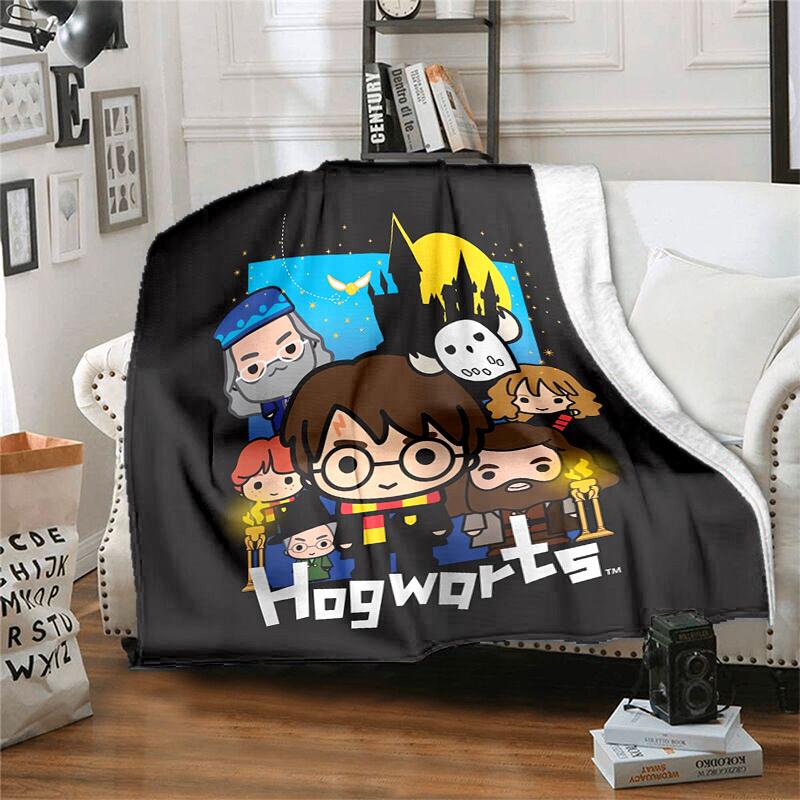 1pc Hogwarts Chibi Characters Cartoon Blanket,Portable Throw for Travel & Camping, All Season Cozy Blanket,Ideal Gift