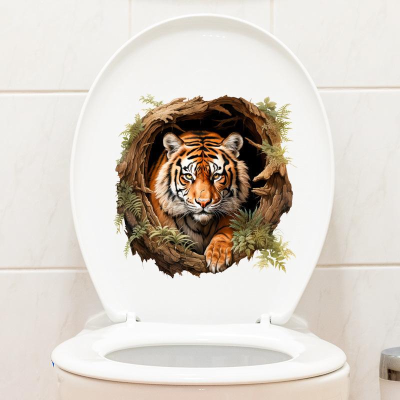 Creative 3D Various Cartoon Animal Toilet Lid Sticker Bathroom Wall Decal Home Decor