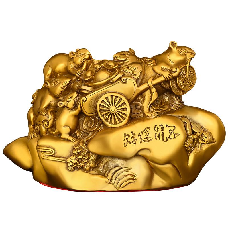 Brass Zodiac Rat Figurine The Fifth Rat of The Zodiac Bringing Wealth and Prosperity Home Office Desks Decor