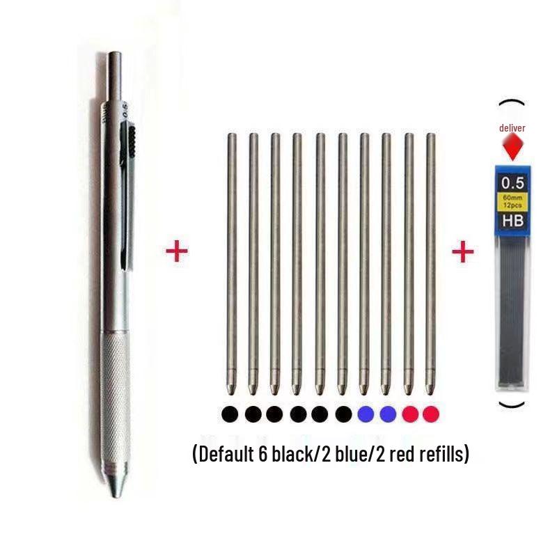 Stylo Métallique Multifonction à Capteur de Gravité: Stylo à bille Rouge, Noir, Bleu + Stylo Mécanique, Stylo Multi-Couleurs Affaires 4-en-1