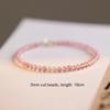 Pink 3mm Natural Strawberry Quartz Cut /Round Beads Super Thin Beaded Bracelets for Women Fine Jewelry Gifts