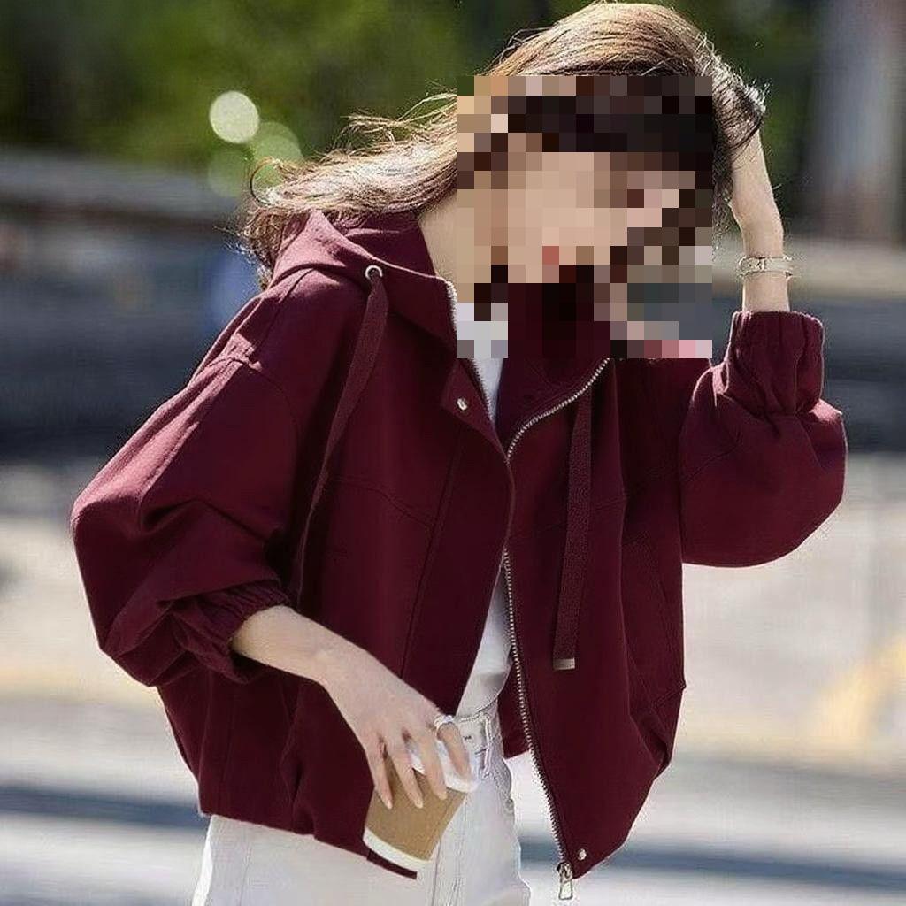 2025 Slimming Hooded Commuter Jacket: Spring/Autumn Loose Fit for Plus Sizes