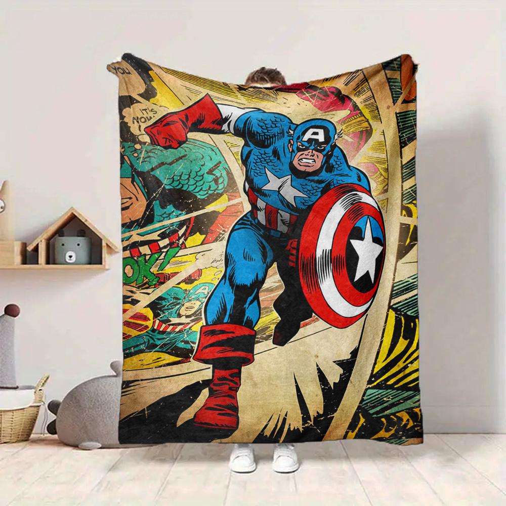 1Pc Captain America Action Blanket Soft And Comfortable Casual Warm Camping Travel Christmas Halloween Xmas Gift M928671